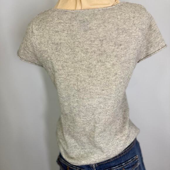 Cynthia Crowley grey heather SS cashmere sweater - Picture 5 of 6